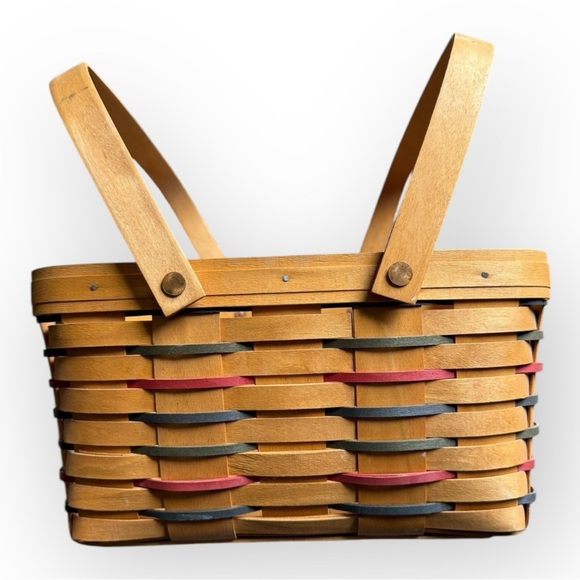 Longaberger 1998 12" x 12" Cake Basket W/ Protector & Wooden Lid - Picture 11 of 15